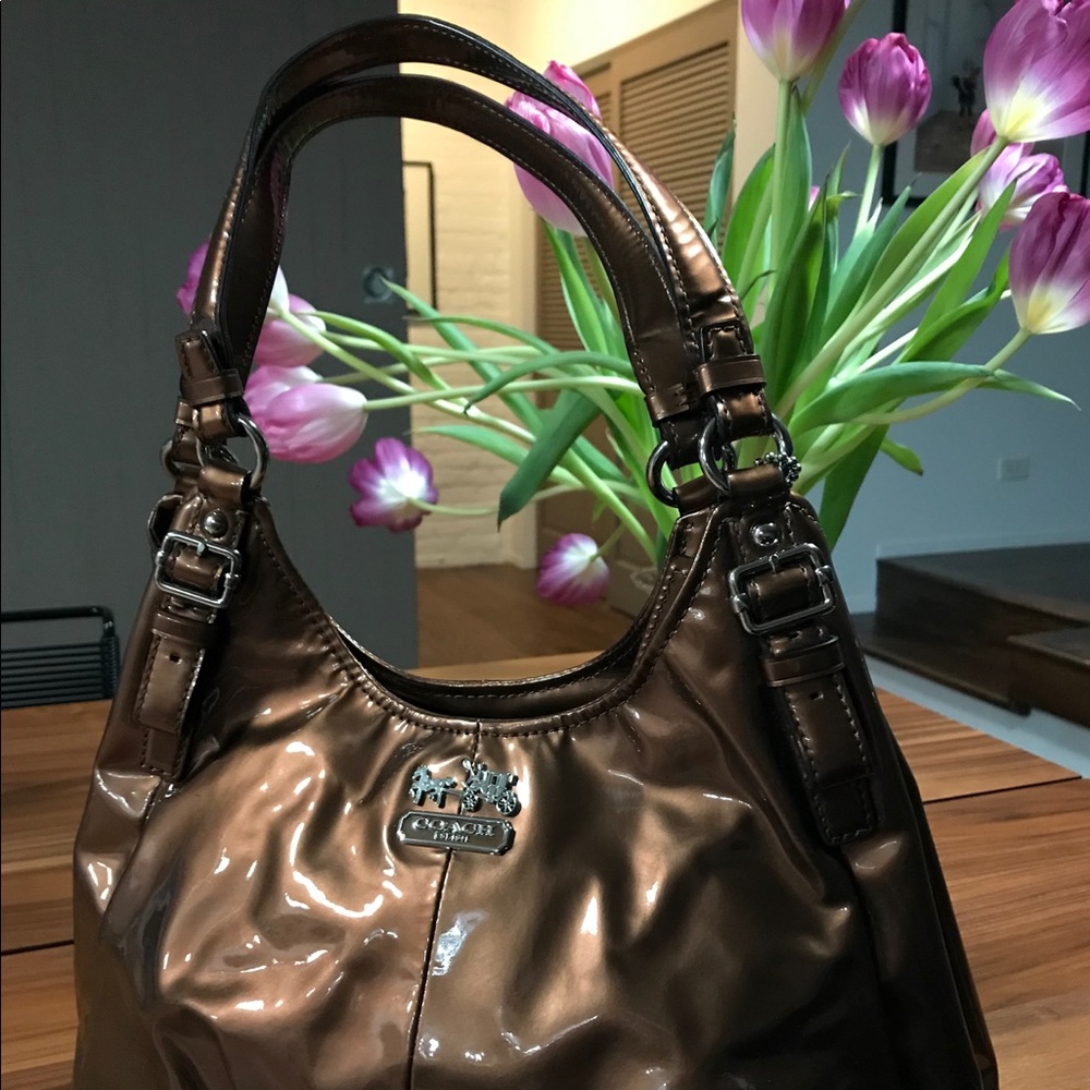 Vintage Coach Maggie Bag in Copper Patent Leather